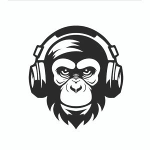 Monkey T-Shirt, Funny Monkey Shirt, Monkey with Headphones Tee, Music Lover T-Shirt, Trendy Graphic Tee, Cool Animal Shirt, Unique Gift Idea, Unisex Cotton Tee, Quirky T-Shirt Design.