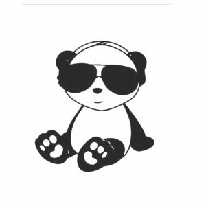 Custom baby gro, Cool panda baby gro, Personalised baby clothing, Baby gro with sunglasses and headphones, Unique baby gift, Trendy baby outfit, Custom text baby gro, Adorable panda design, Baby gro for boys and girls, Soft and comfortable baby gro