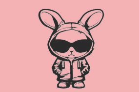 Cool Bunny T-Shirt, Hoodie Bunny Graphic Tee, Stylish Animal Shirt, Trendy Streetwear T-Shirt, Cute Bunny Hoodie Shirt, Edgy Bunny Design, Unique Animal Tee, Unisex Casual T-Shirt