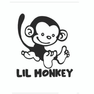 Customisable baby gro, Personalised baby gro with monkey design, Lil Monkey baby gro, Smiling monkey baby outfit, Unique baby gift ideas, Custom text baby clothing, Adorable monkey graphic baby gro